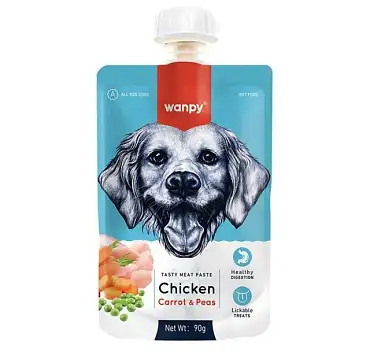 Wanpy Dog лакомство для собак мясной мусс из курицы и моркови с горохом