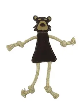 BOW WOW  кожаная и веревочная игрушка зверюшка, коричневый, натуральный