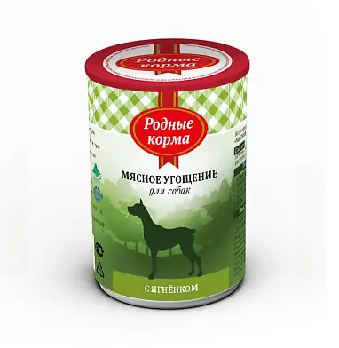 Родные корма Мясное угощение консервы с ягненком для собак